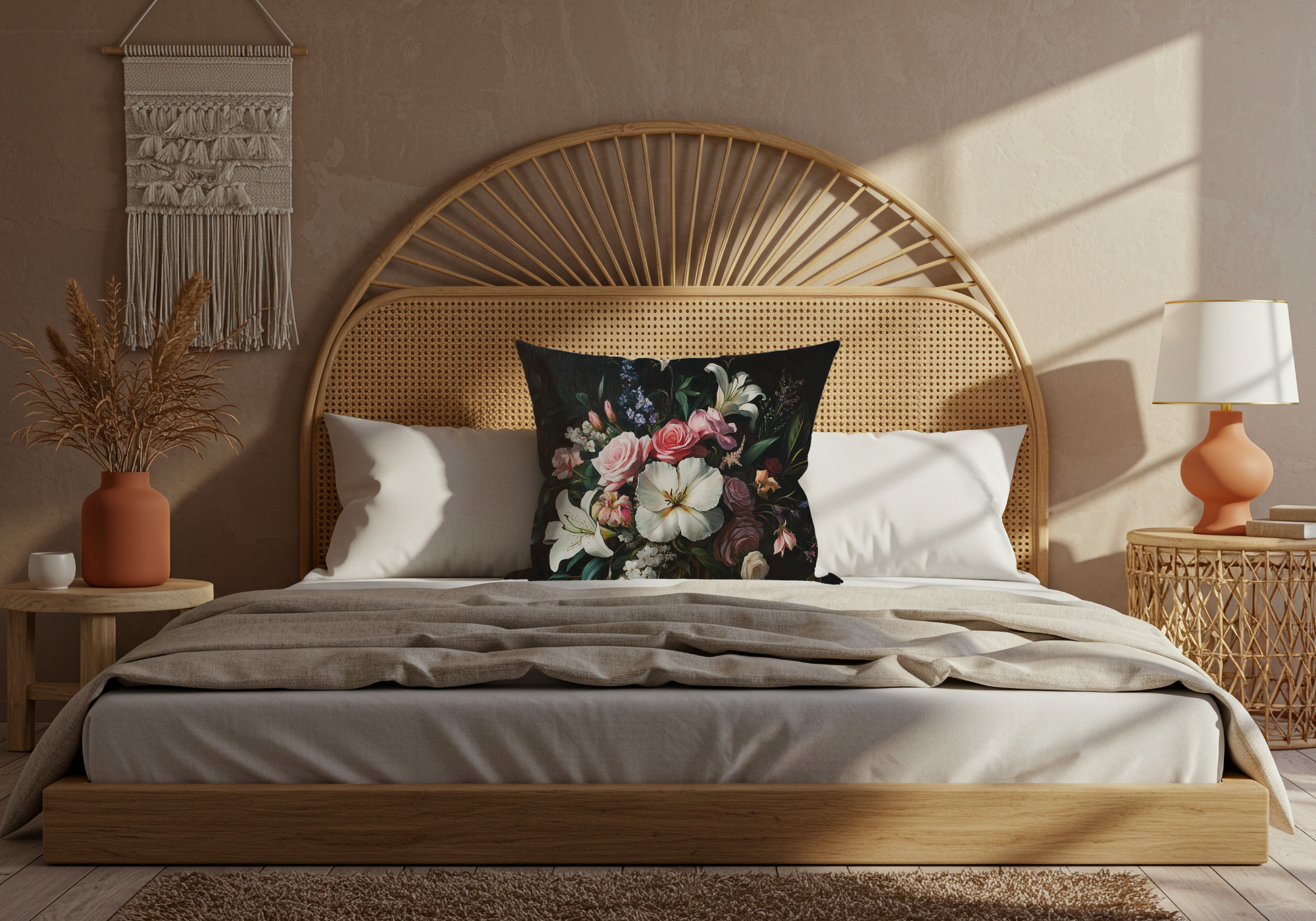 Personalized Vintage Bouquet Gallery Pillow with Custom Name
