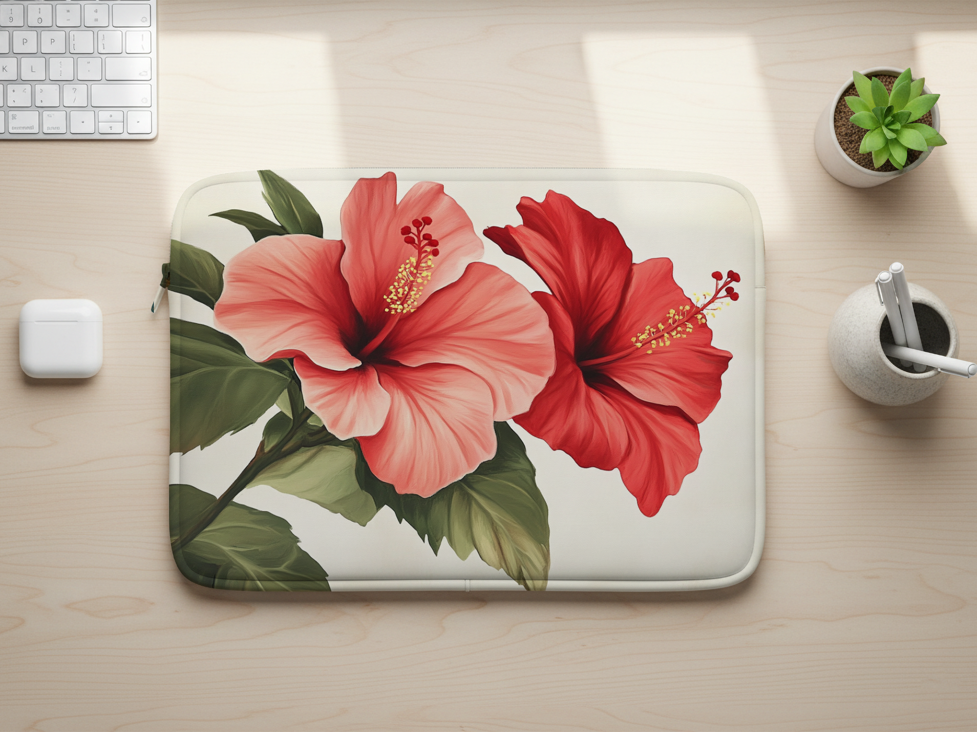 Tropical Hibiscus Laptop Folio Personalized with Name Botanical Device Case
