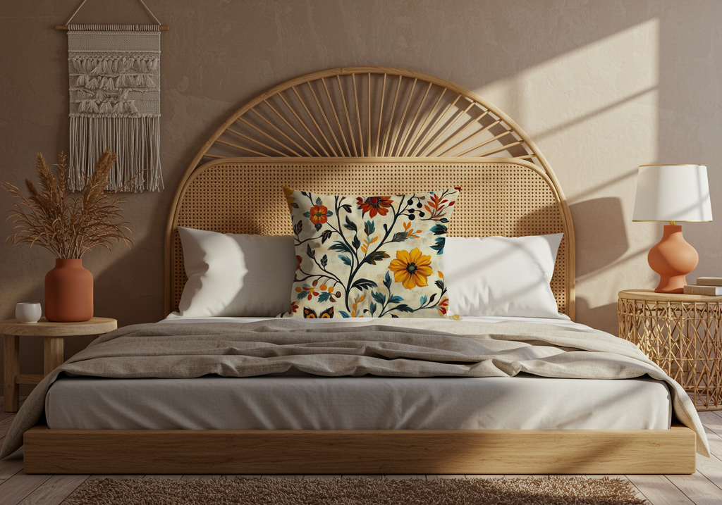 Personalized Vintage Floral Tapestry Pillow with Custom Name