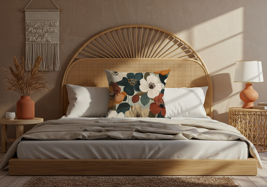 Personalized Anemone Bloom Pillow with Custom Name