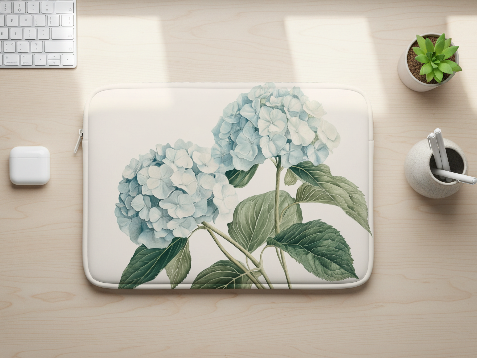 Hydrangea Garden Laptop Sleeve Customized with Name Floral Tech Travel Case