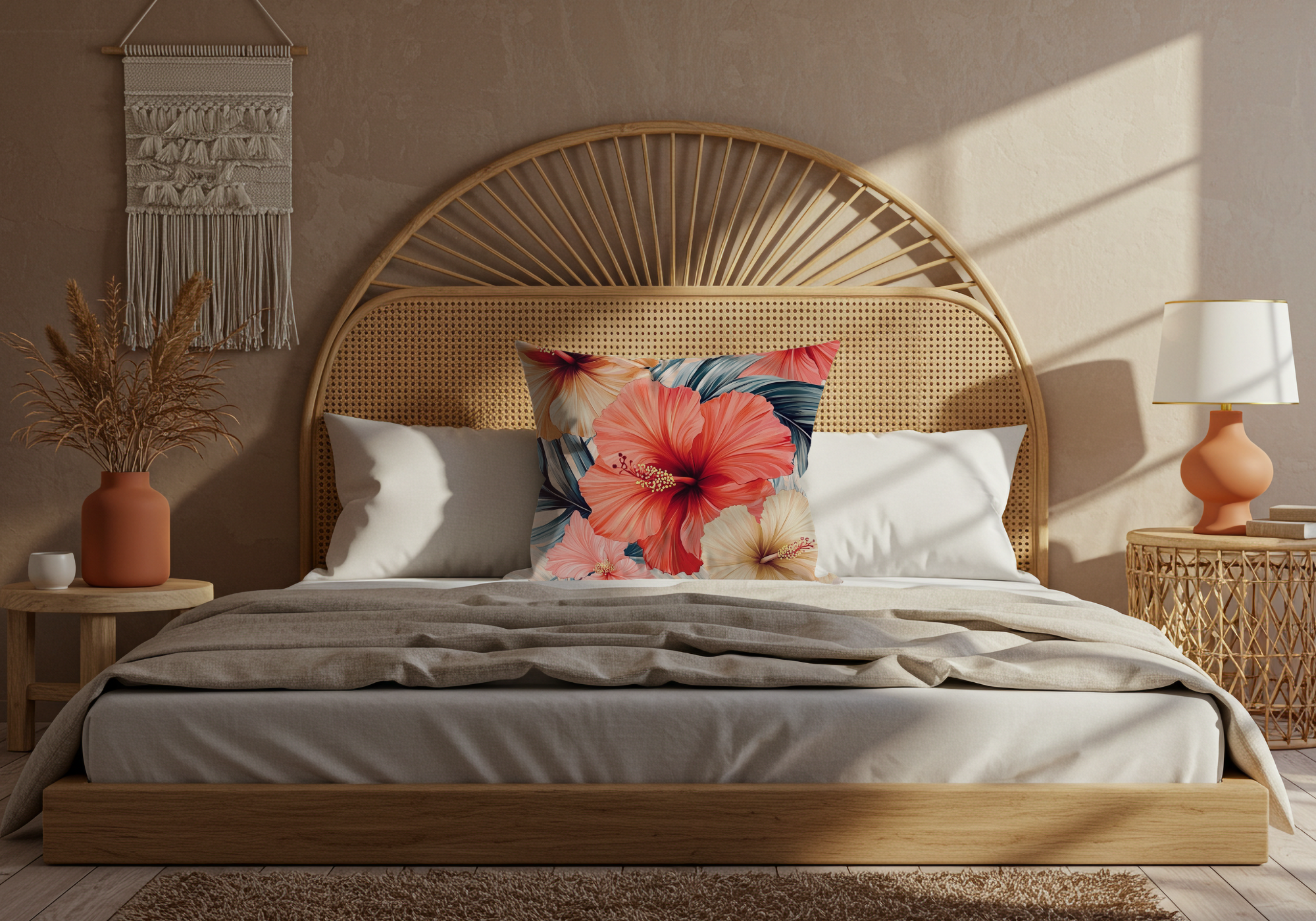 Personalized Hibiscus Breeze Pillow with Custom Name