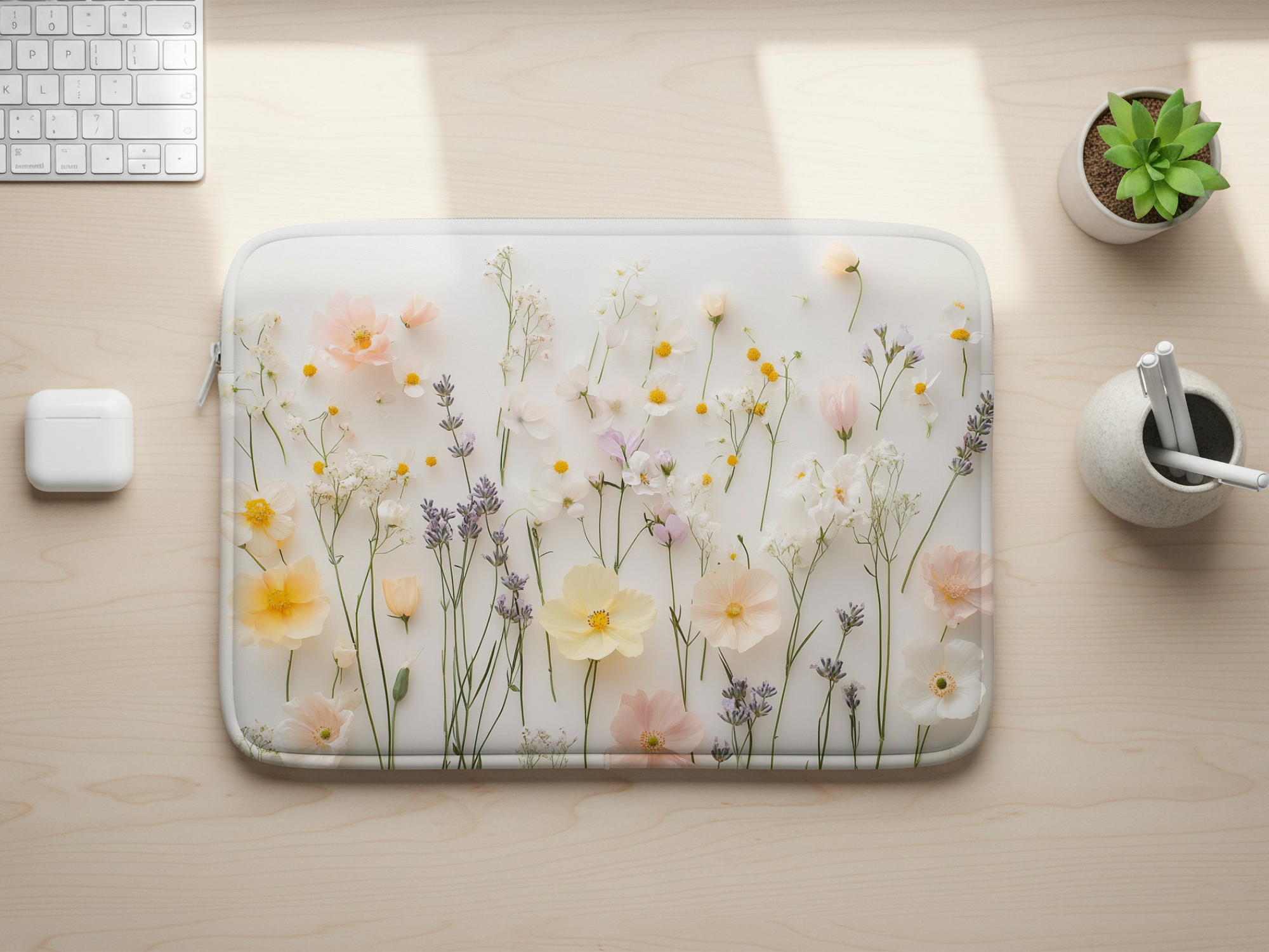 Meadow Bouquet Laptop Sleeve with Custom Name