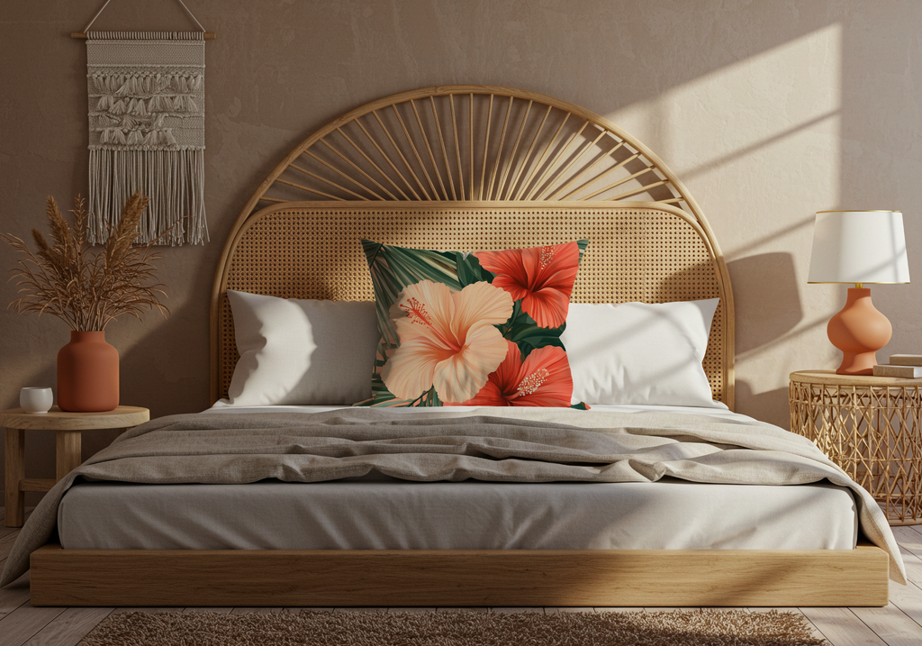 Personalized Hibiscus Paradise Decorative Pillow with Custom Name