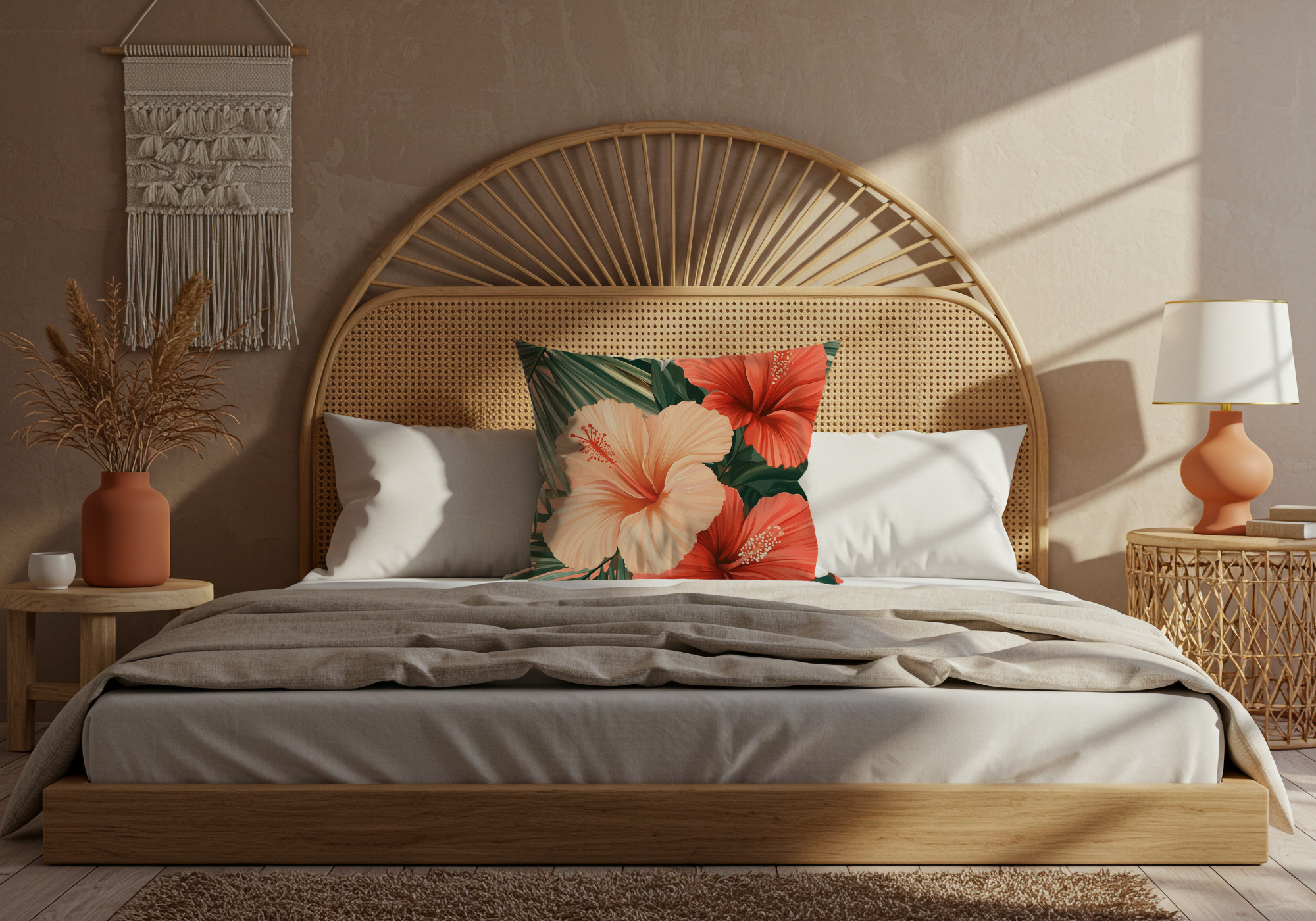 Personalized Hibiscus Paradise Decorative Pillow with Custom Name