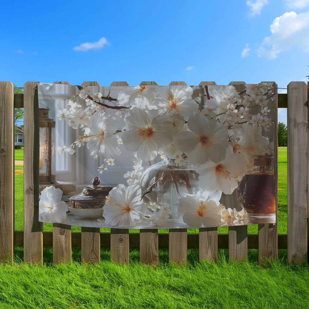 Custom Floral Garden Yard Flag with Personalized Name for Outdoor Decor