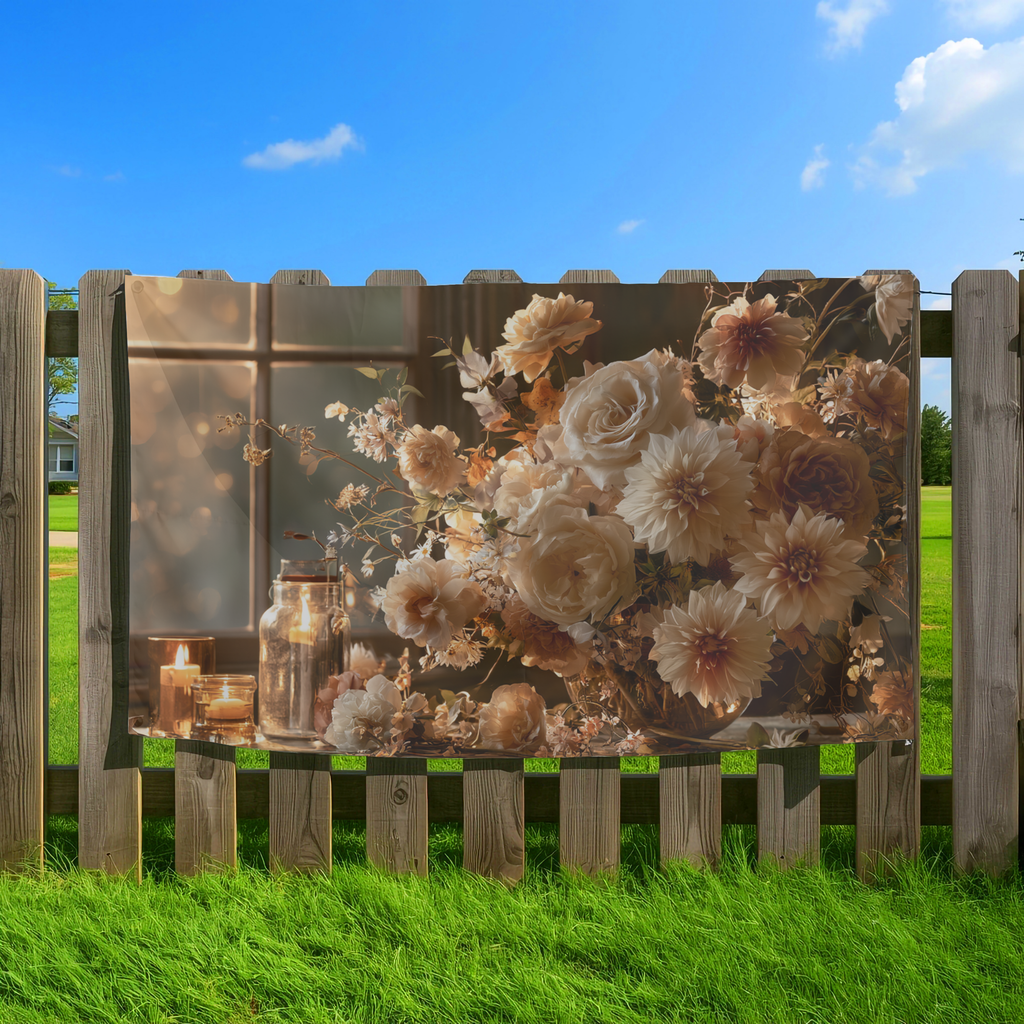 Custom Floral Welcome Flag with Personalized Name for Garden & Outdoor Decor