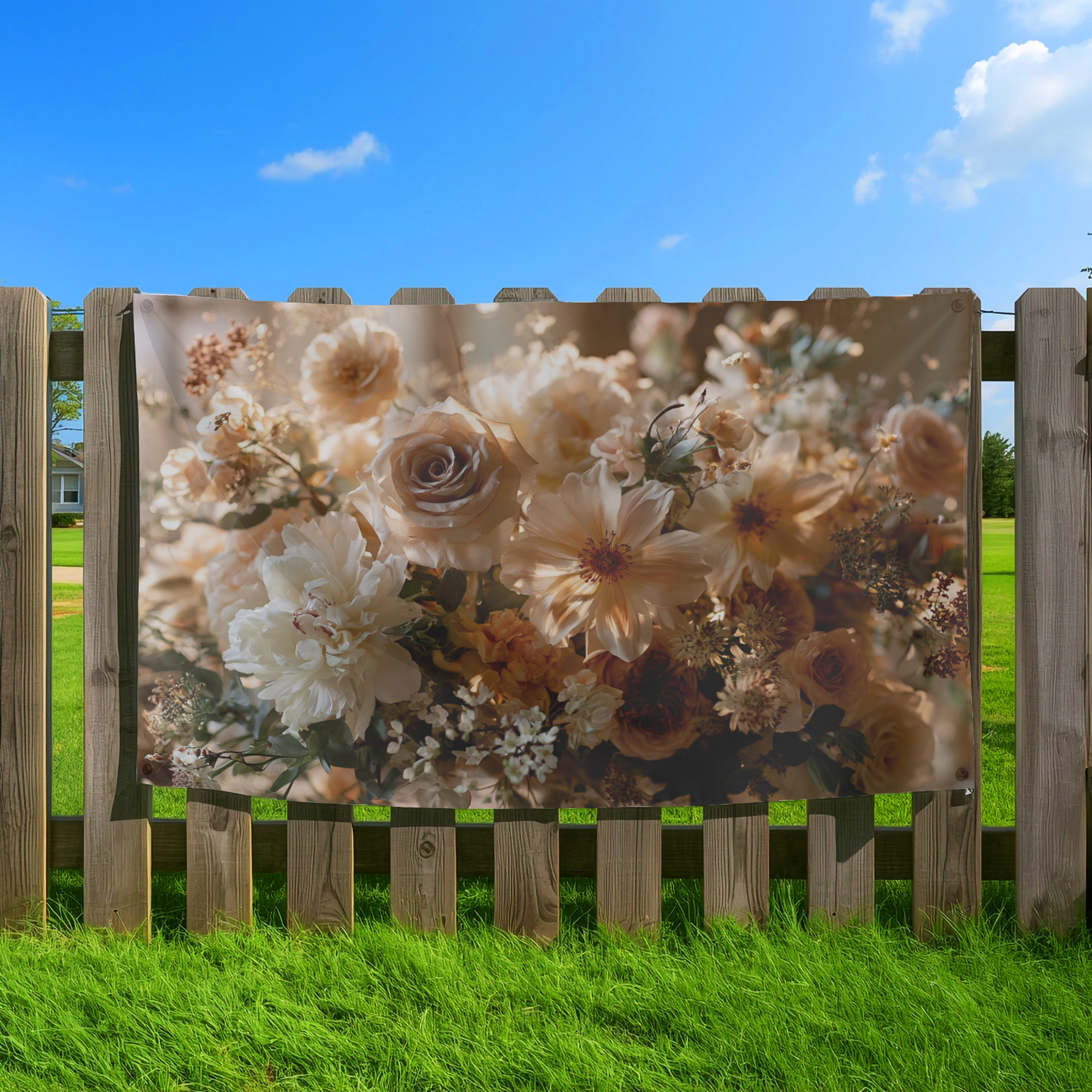 Personalized Floral Welcome Flag with Custom Name for Garden, Yard & Porch Decor
