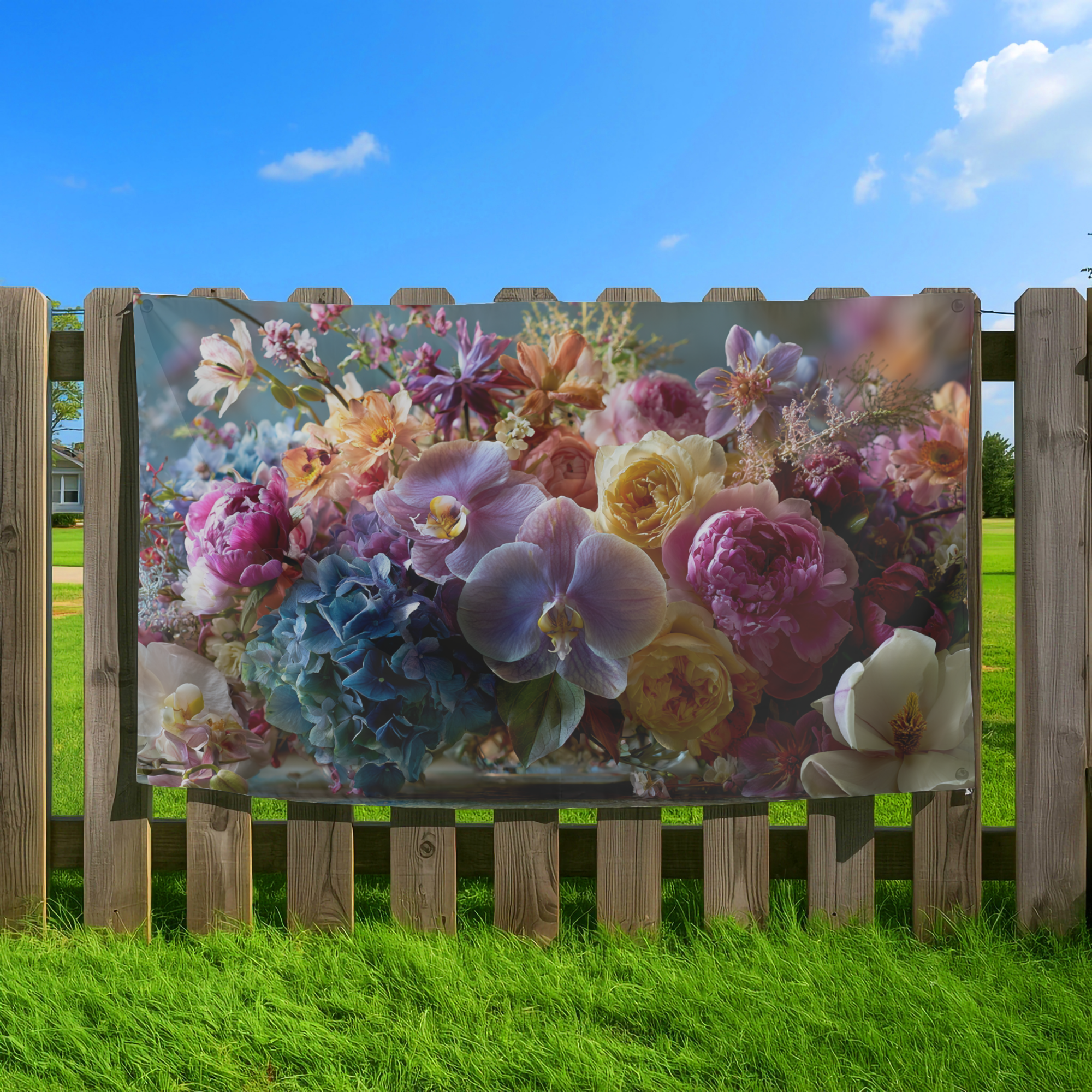 Custom Name Floral Garden Banner for Outdoor Decor, Yard & Patio Display