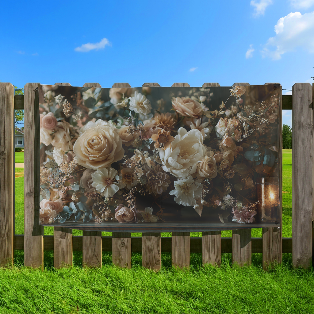 Custom Floral Garden House Flag with Personalized Name for Outdoor Decor