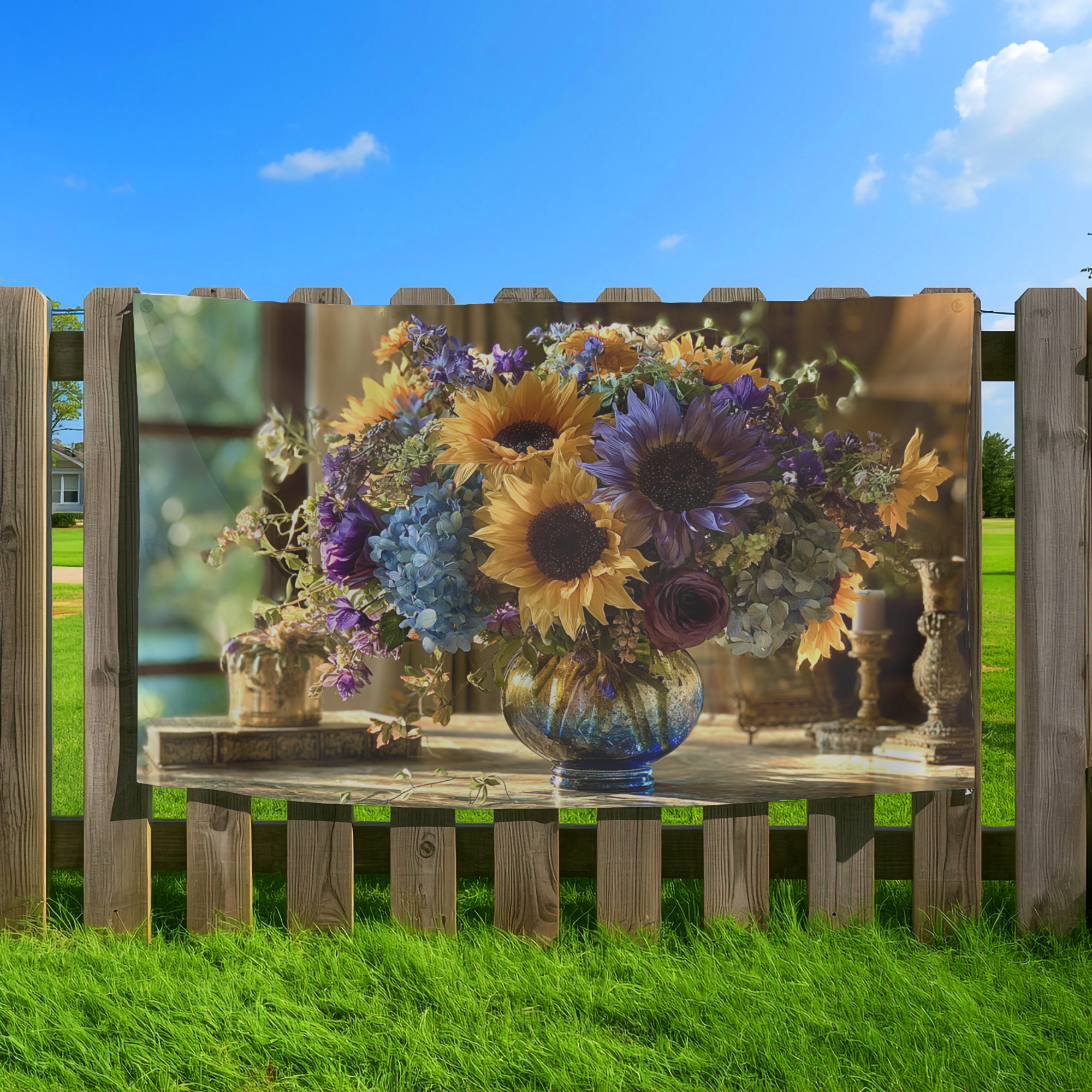 Custom Floral Yard Flag with Personalized Name for Botanical Garden Decor