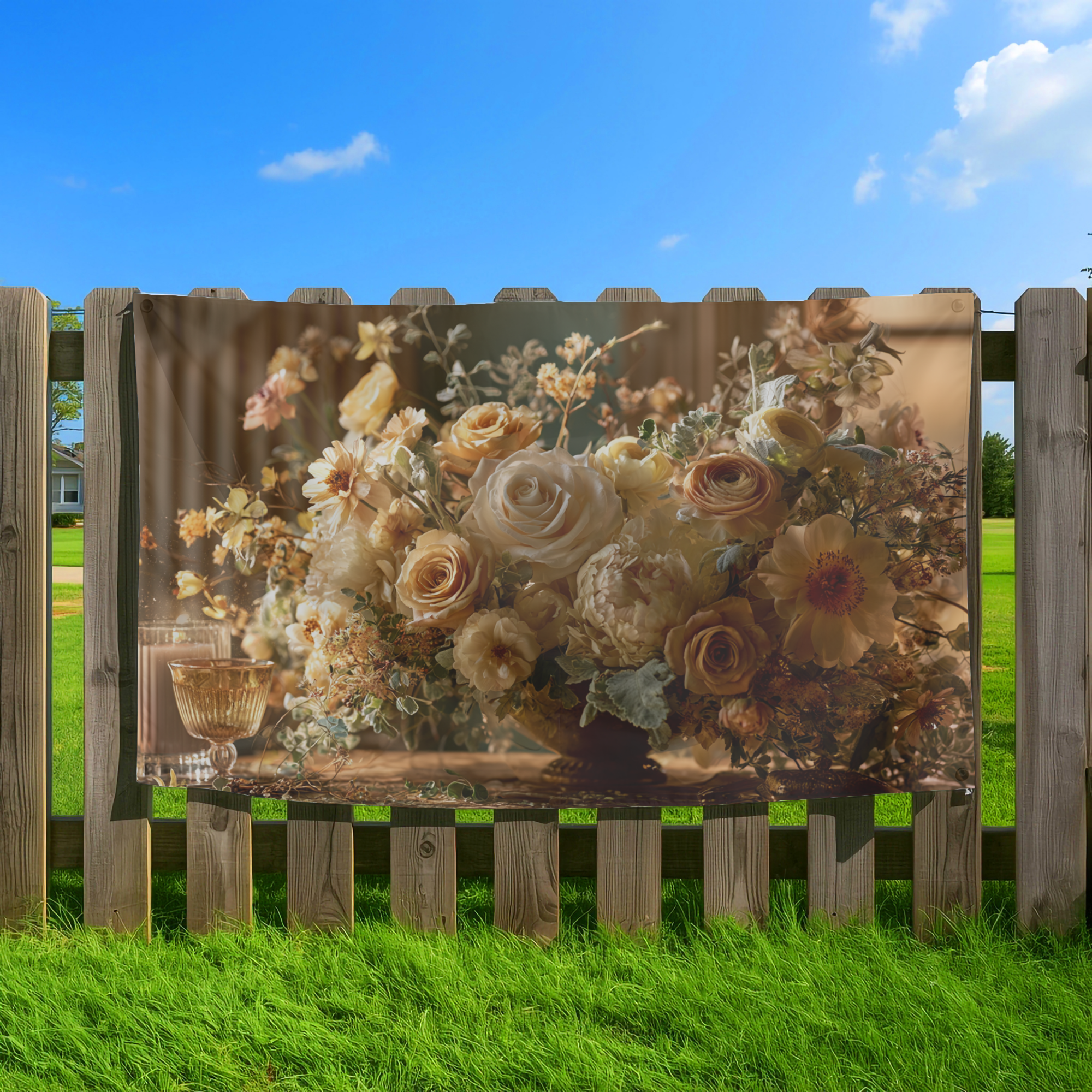 Personalized Botanical Welcome Flag with Custom Name for Garden & Porch Decor