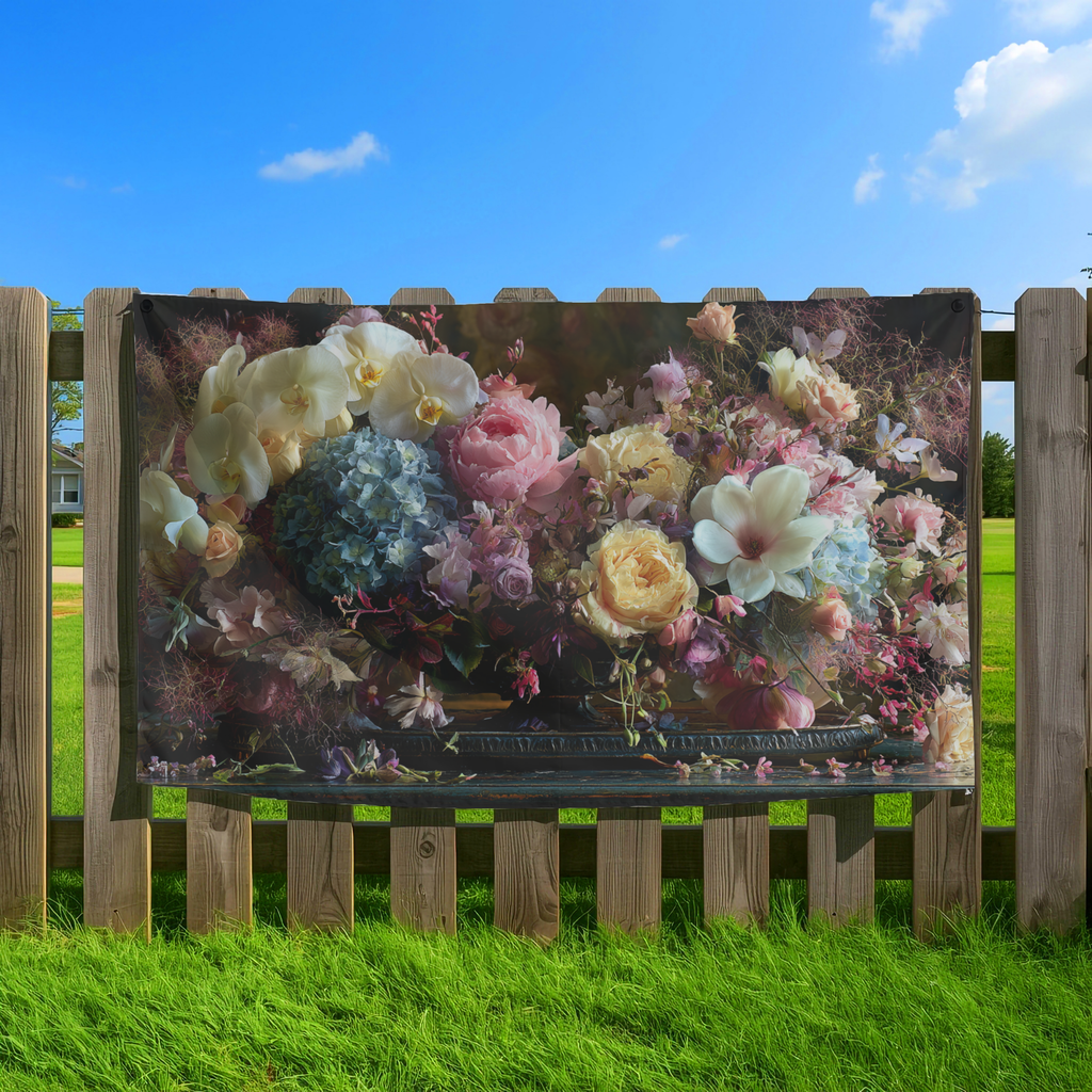 Custom Botanical Welcome Flag with Personalized Name for Garden & Yard Decor
