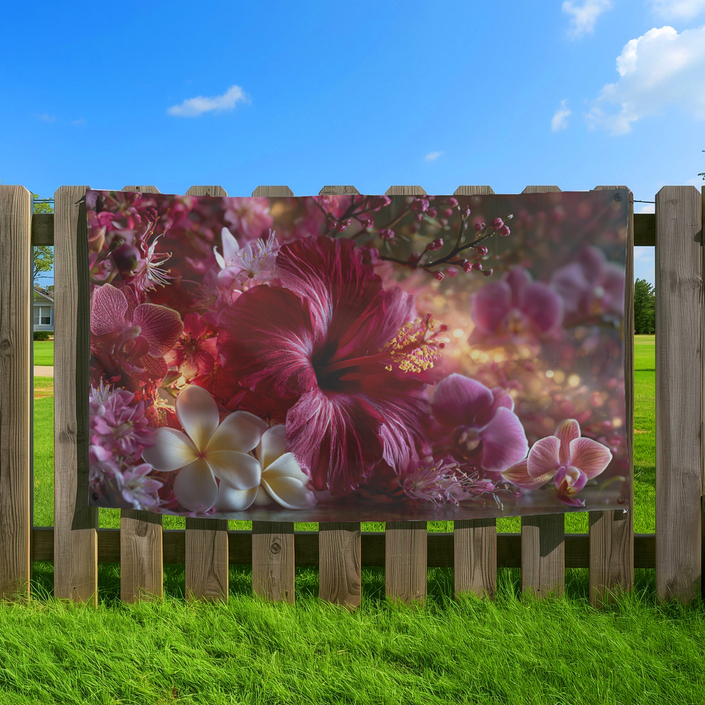Personalized Floral Garden Sign Flag with Custom Name for Outdoor Yard Decor