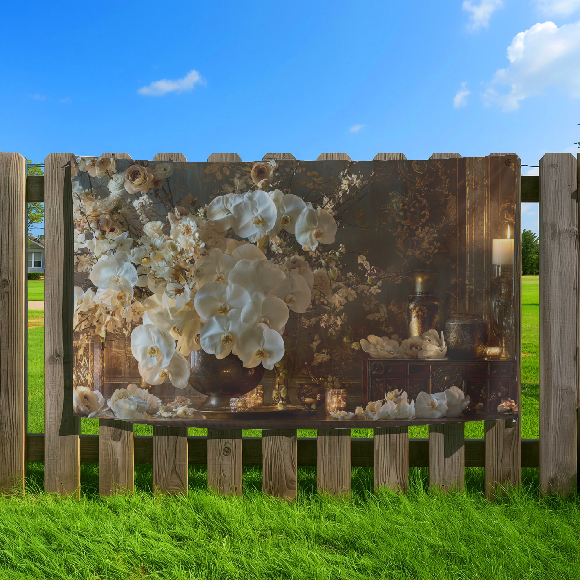 Custom Floral Garden Welcome Flag with Personalized Name for Yard Decor