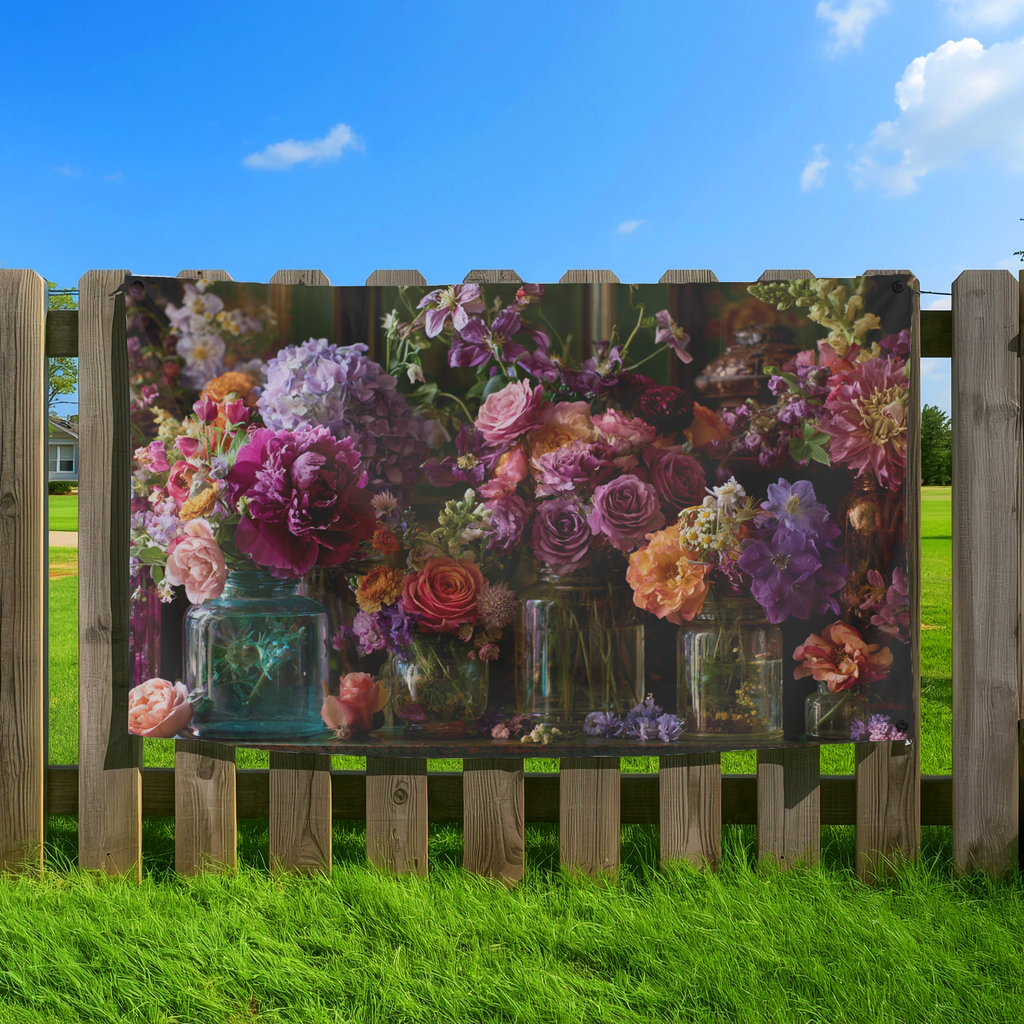 Personalized Floral Yard Banner with Custom Name for Garden & Outdoor Decor
