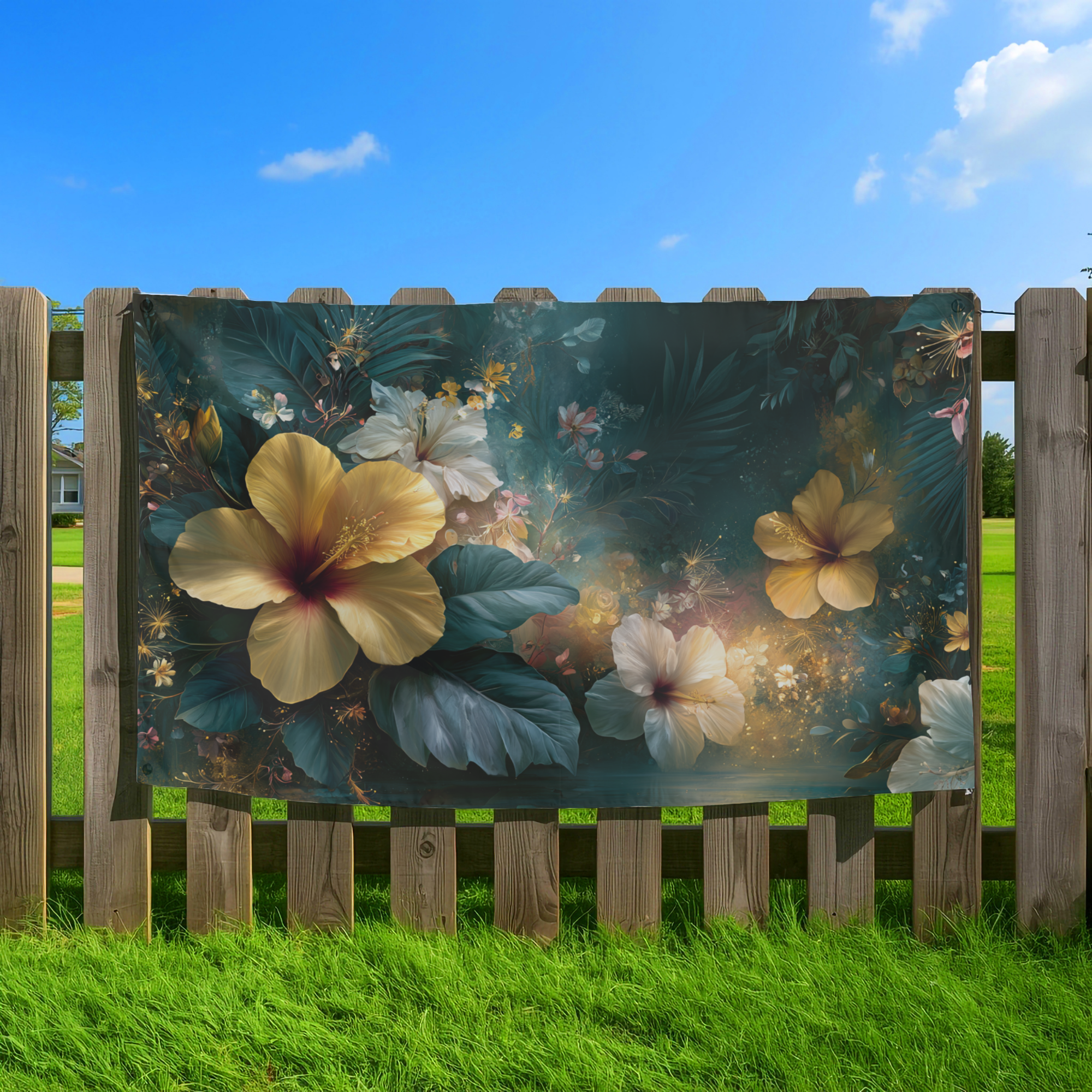Personalized Garden Welcome Flag with Custom Name for Floral Outdoor Decor