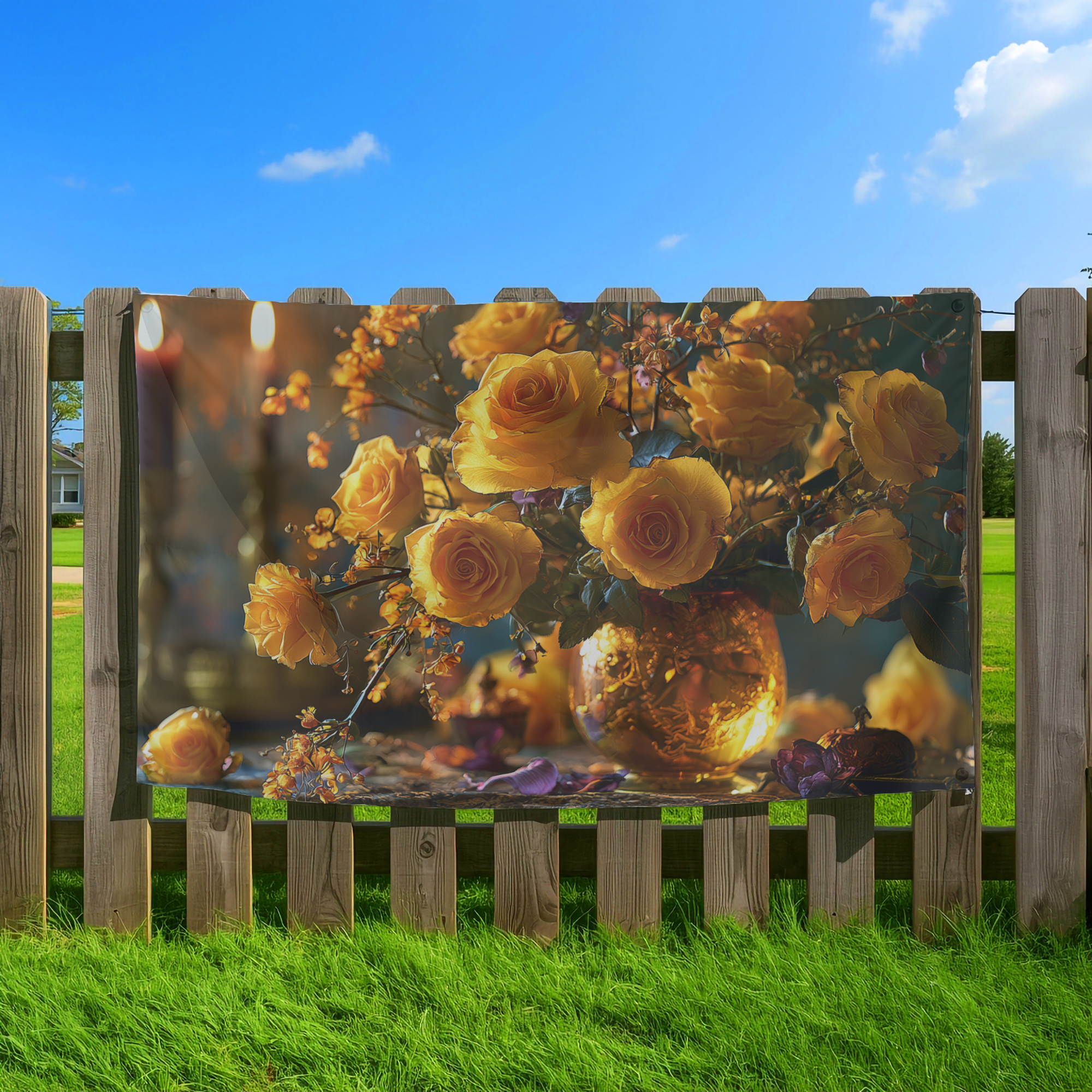 Personalized Flower Garden Banner with Custom Name for Outdoor Yard Decor