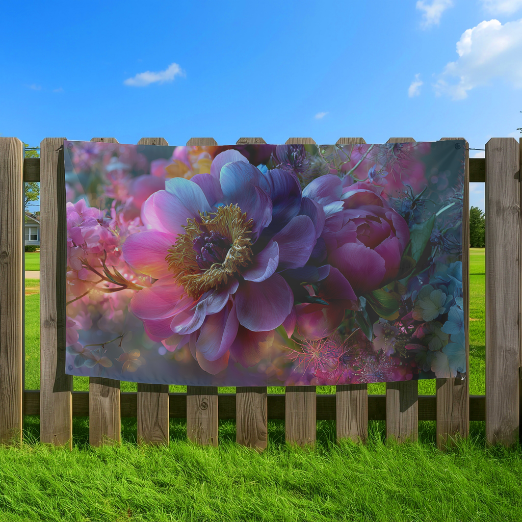 Personalized Botanical Yard Flag with Custom Name for Floral Garden Decor