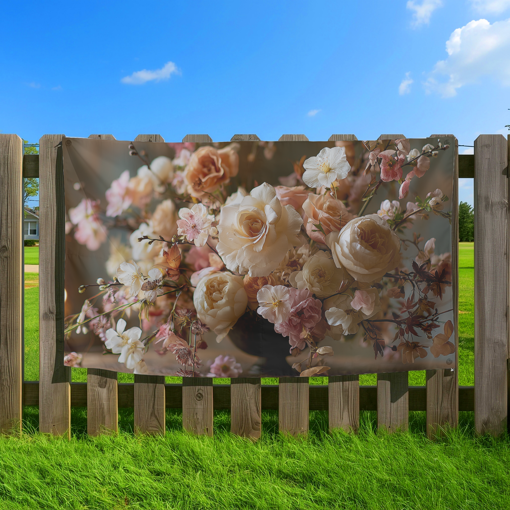 Custom Floral Garden Flag with Personalized Name for Yard, Patio & Porch Decor