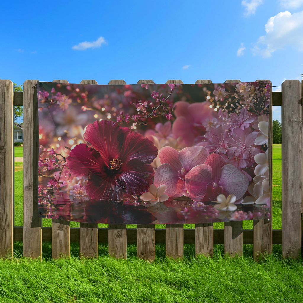 Personalized Hibiscus flower Garden Flag with Custom Name for Outdoor Home Decor