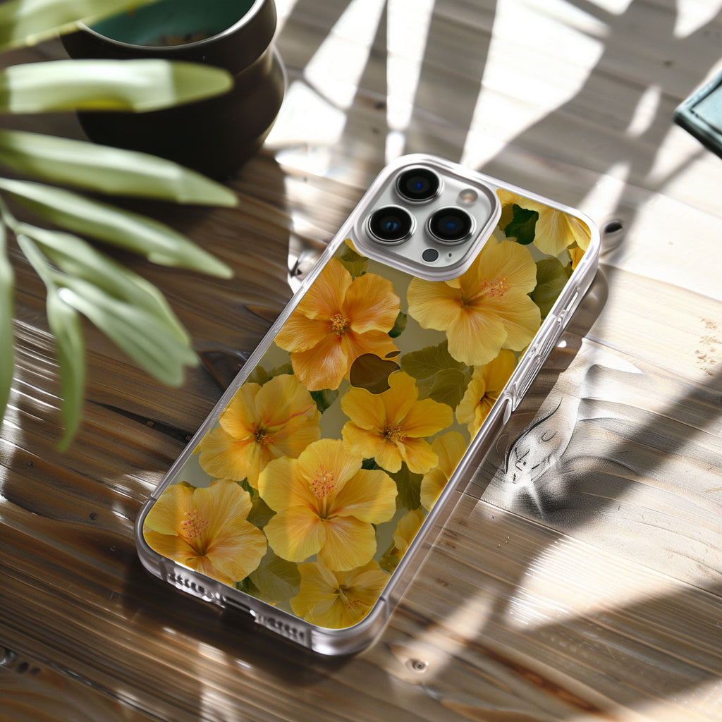Personalized Tropical Botanical Bloom iPhone Case with Custom Name & Elegant Floral Shield