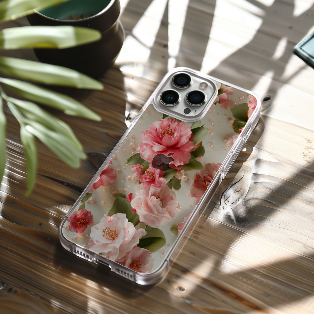 Personalized Pink Floral iPhone Case with Custom Name & Elegant Botanical Cover