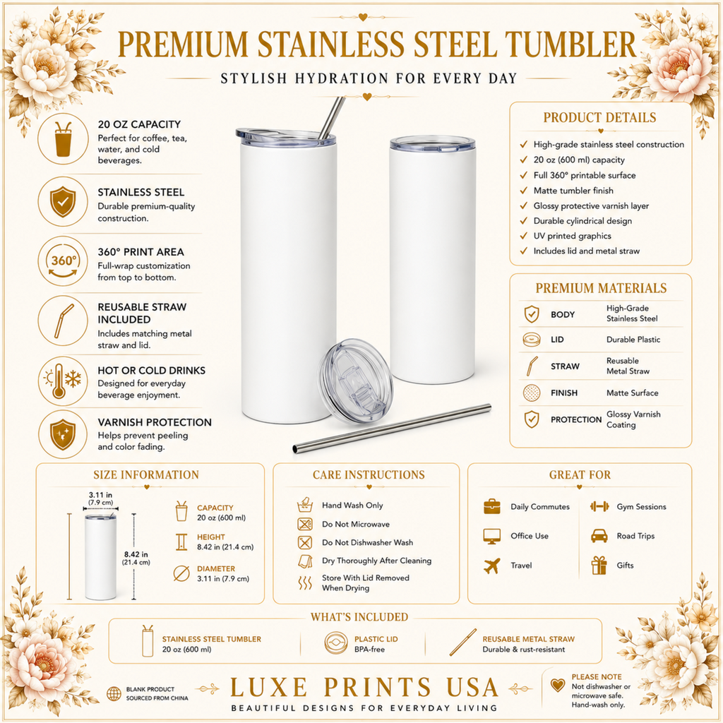 Personalized Meadow Blossom Stainless Steel Tumbler with Custom Name