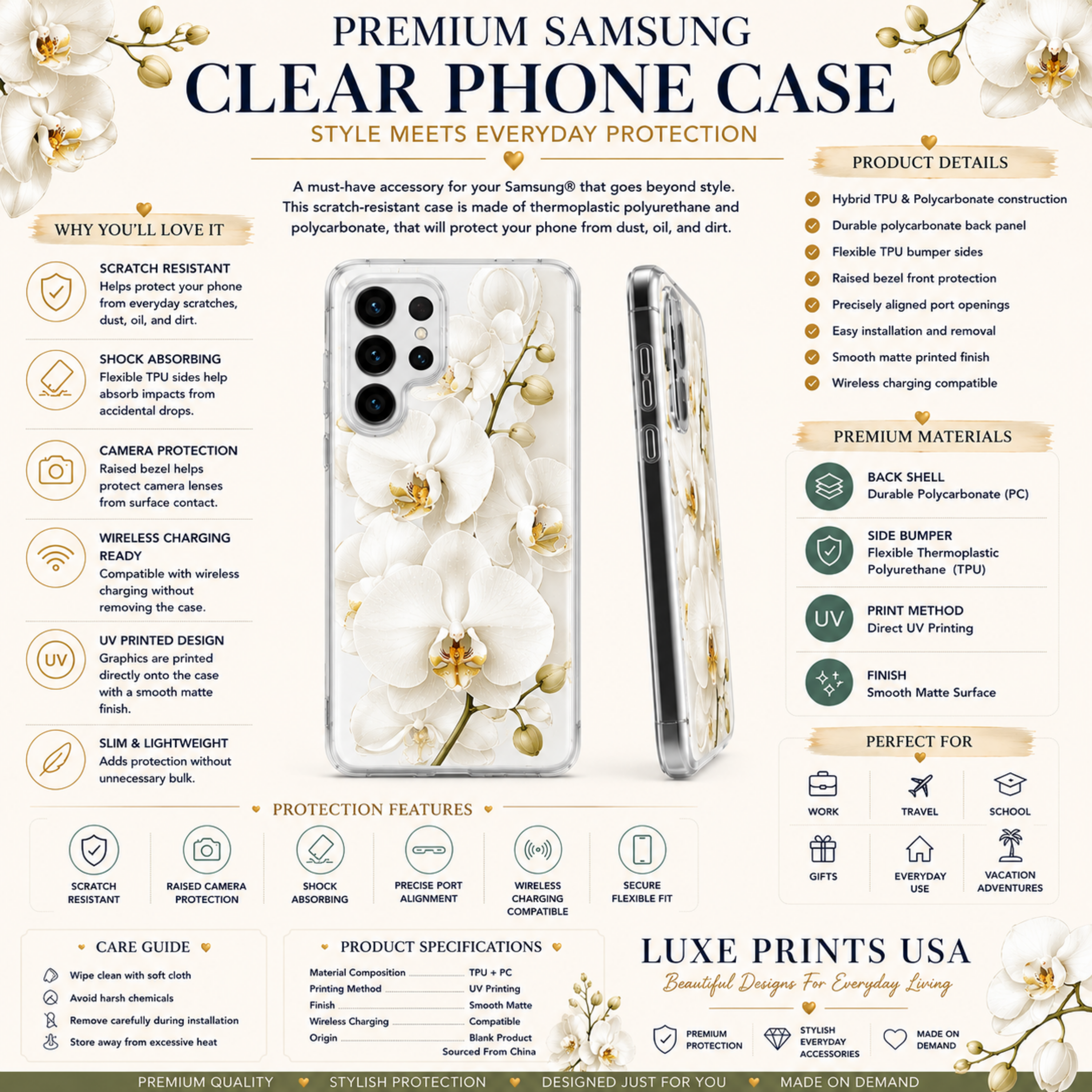 Personalized Petal Haven Samsung Galaxy Case with Custom Name