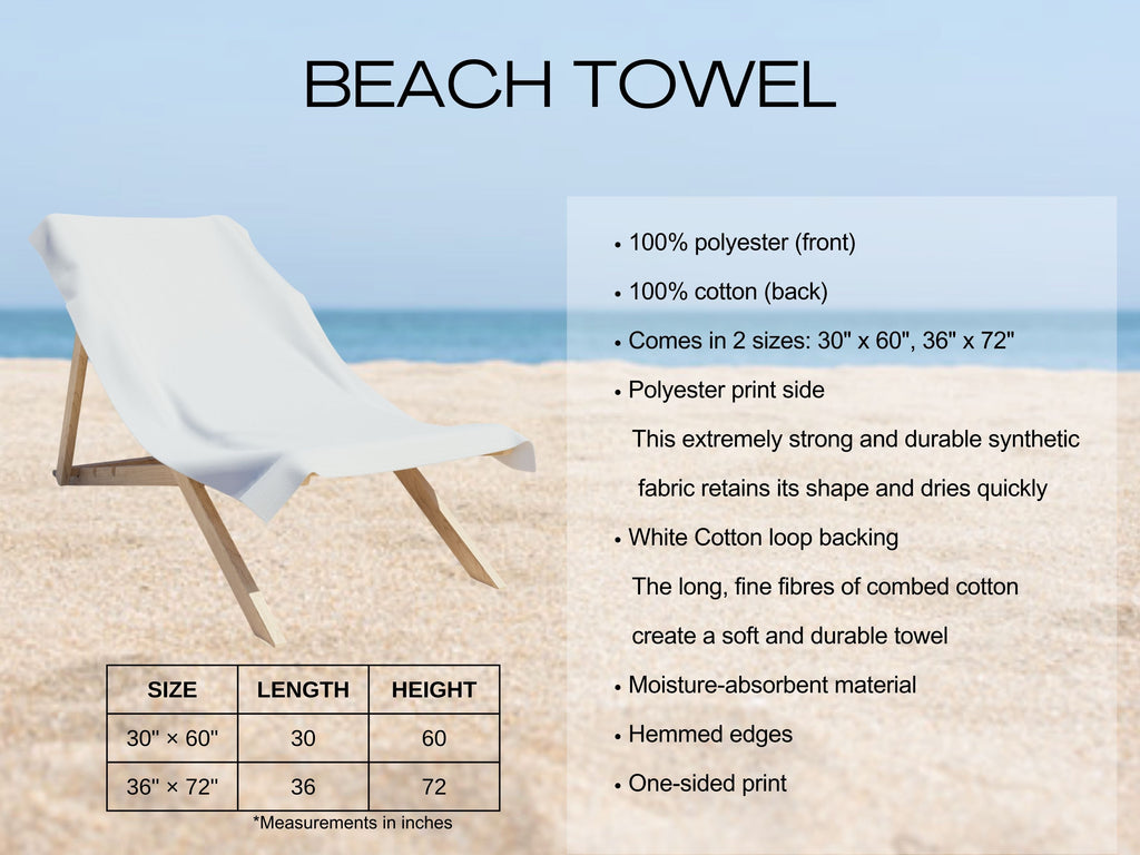 Personalized Floral Beach Towel with Botanical Design