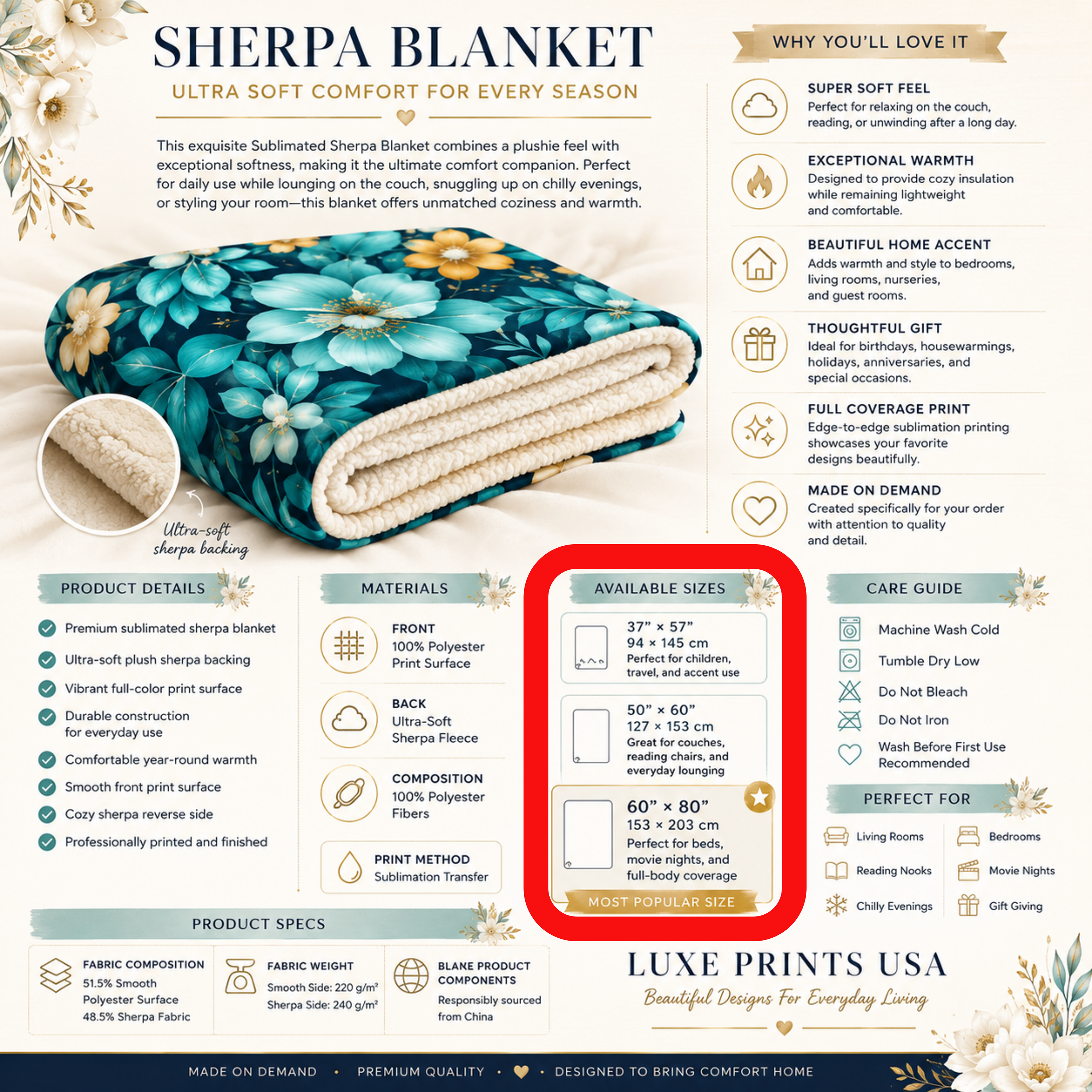 Personalized Tulip Sherpa Blanket with Custom Name