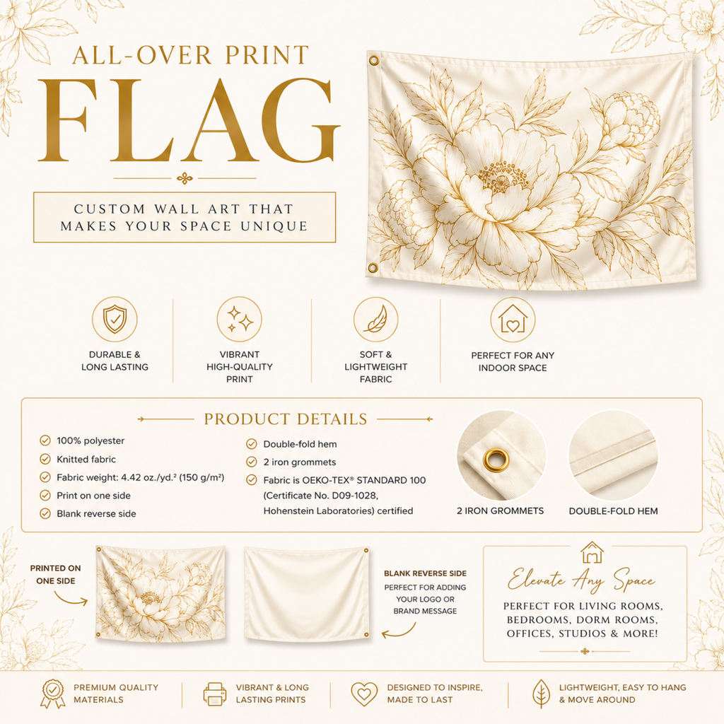 Personalized Botanical Garden Flag with Custom Name & Elegant Floral Yard Banner